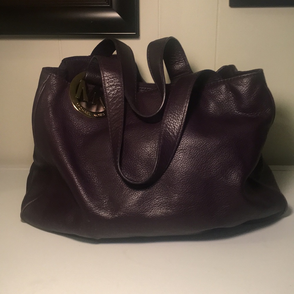Deep purple real leather Michael Kors bag